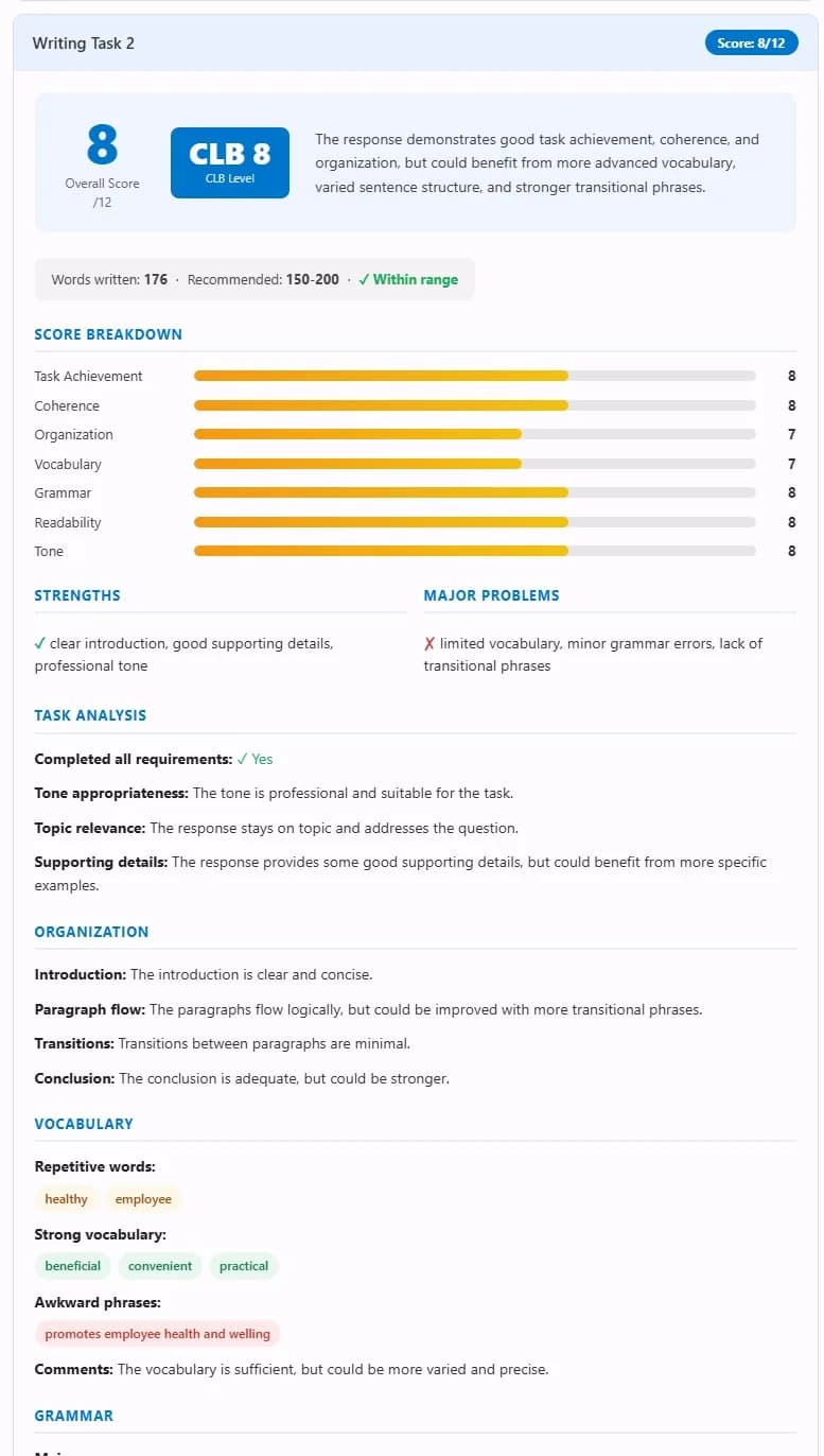 AI feedback on writing and speaking