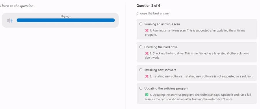 Question explanations and answer key